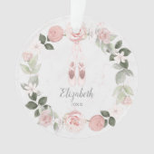 Pink Floral Wreath Ballet Slippers, speciaal geper Ornament (voorkant)