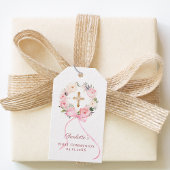 Pink floral wreath bow First Communion DIY Cadeaulabel