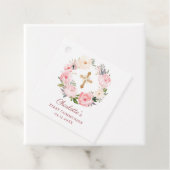 Pink floral wreath First Communion DIY Bedankjes Labels (In situ)
