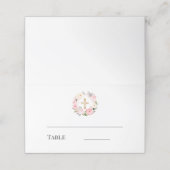 Pink floral wreath gold cross baptism plaatskaartje (Buitenkant ongevouwen)