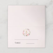 Pink floral wreath gold cross baptism plaatskaartje (Buitenkant ongevouwen)