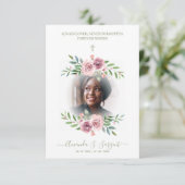 Pink Floral Wreath Photo Funeral Service Dear Ones (Staand voorkant)