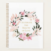 Pink Floral Wreath Spiral Notebook Planner (Voorkant)