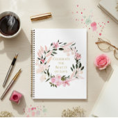 Pink Floral Wreath Spiral Notebook Planner