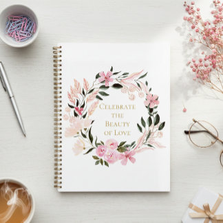 Pink Floral Wreath Spiral Notebook Planner