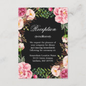 Pink Floral Wreath Weddenschap Informatie Informatiekaartje (Voorkant)