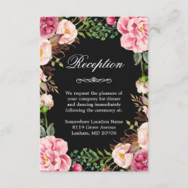 Pink Floral Wreath Weddenschap Informatie Informatiekaartje