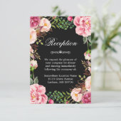 Pink Floral Wreath Weddenschap Informatie Informatiekaartje (Staand voorkant)