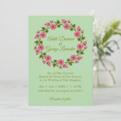 Pink Floral Wreaths I Weddenschap Kaart (Staand voorkant)