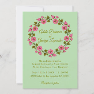 Pink Floral Wreaths I Weddenschap Kaart