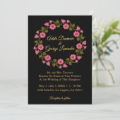 Pink Floral Wreaths I Weddenschap Kaart (Staand voorkant)