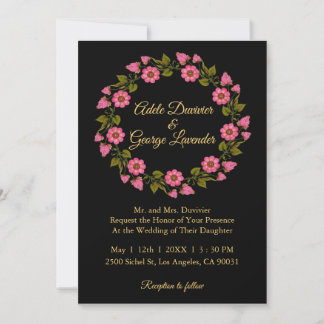 Pink Floral Wreaths I Weddenschap Kaart