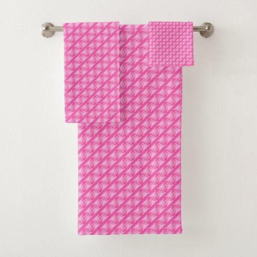 Pink florale pattern bad handdoek (Insitu)
