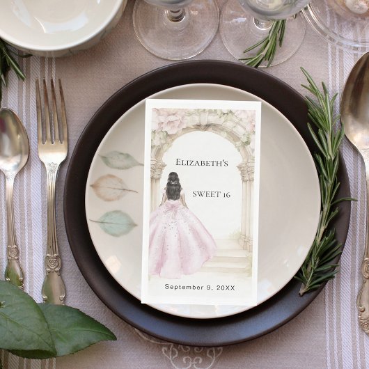 Pink florals arch dress Sweet 16 Servet