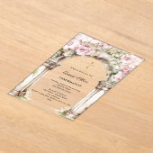 Pink florals arch girl Confirmation Acryl Uitnodigingen (Laagn)