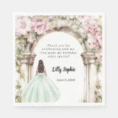 Pink florals arch green dress birthday luncheon servet (Voorkant)