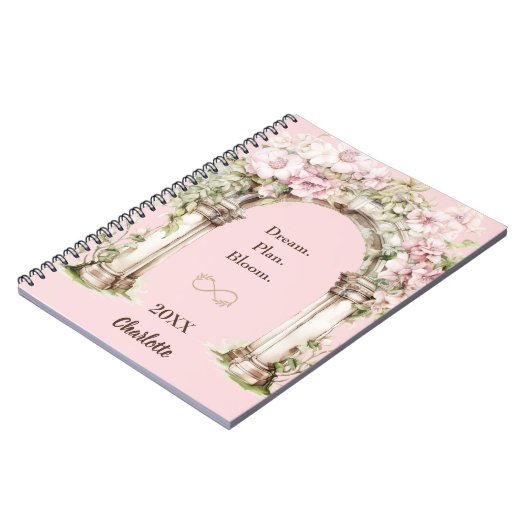 Pink florals arch inspirational quote notebook notitieboek (Linkerzijde)