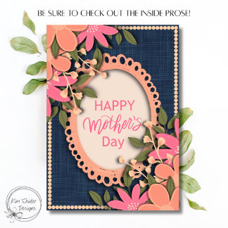 Pink Florals "Happy Mother's Day" on Navy Kaart