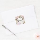 Pink florals marble arch dress Quinceanera Vierkante Sticker (Envelop)