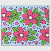 Pink Florals with Bold Petals and Green Leaves Cadeaupapier (Vlak)