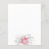 Pink florals zilver baby shower budget uitnodiging (Achterkant)