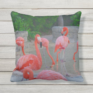Pink Florida Flamingos Waterverf Buitenkussen