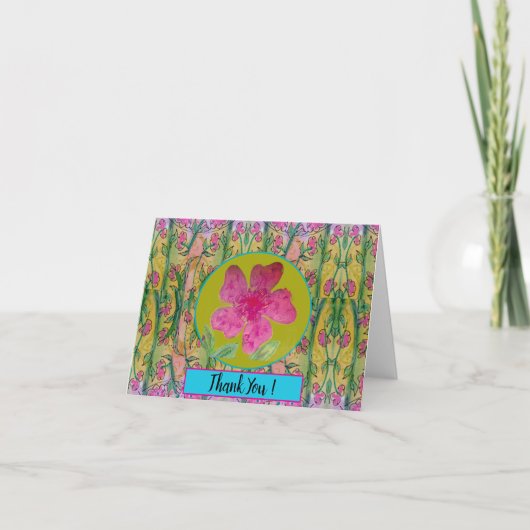 Pink Flower4 Bedankkaart (Voorkant)