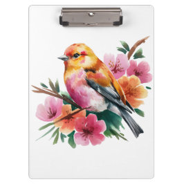 Pink Flower Bird Klembord