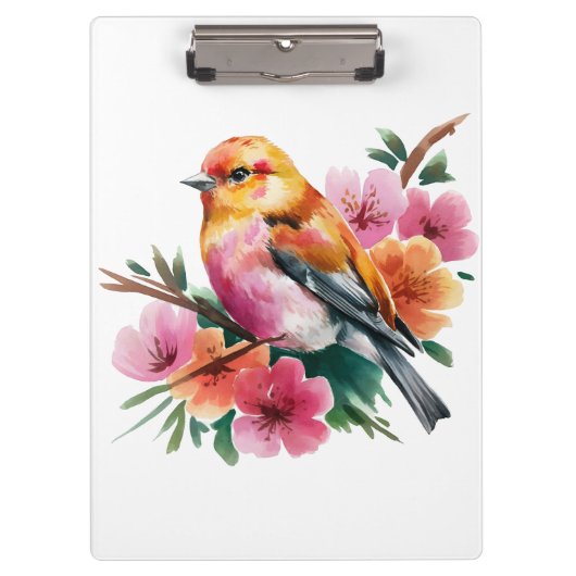 Pink Flower Bird Klembord (Voorkant)