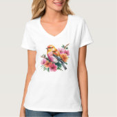Pink Flower Bird T-shirt (Voorkant)
