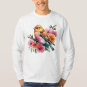 Pink Flower Bird T-shirt (Voorkant)