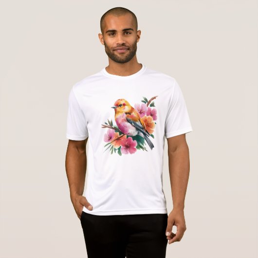 Pink Flower Bird T-shirt (Voorkant volledig)