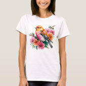 Pink Flower Bird T-shirt (Voorkant)