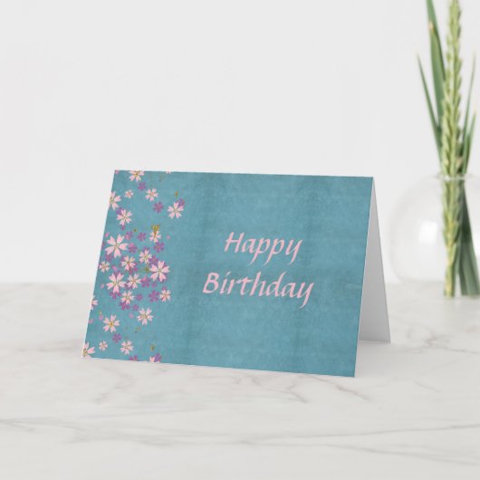 Pink Flower Birthday Card Kaart (Voorkant)