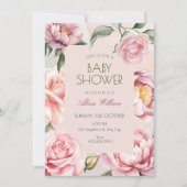 Pink flower bloom baby shower kaart (Voorkant)