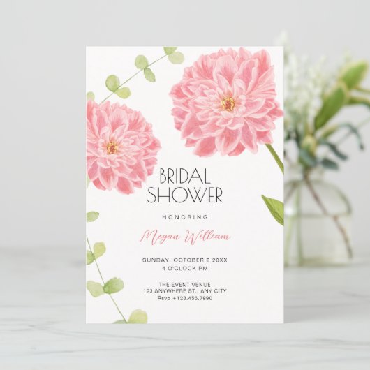 Pink flower bloom bridal shower kaart (Staand voorkant)