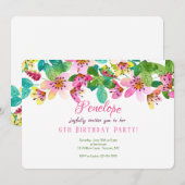 Pink Flower Border Uitnodiging (Voorkant / Achterkant)