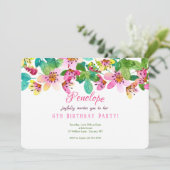 Pink Flower Border Uitnodiging (Staand voorkant)