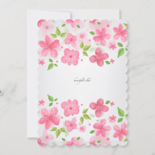 Pink Flower Border Uitnodiging (Achterkant)