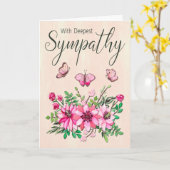 Pink Flower Bouquet en Butterflies voor sympathie Kaart (Gele Bloem)