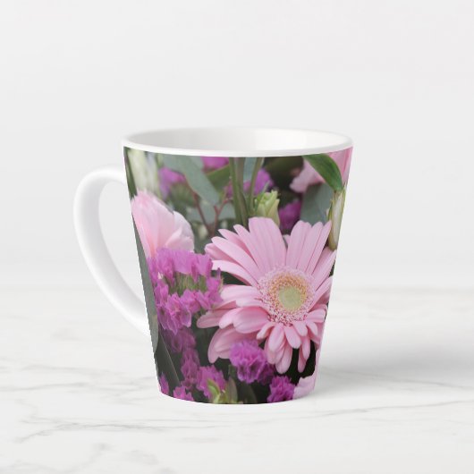 Pink Flower Bouquet Latte Mok (Linkerhoek)