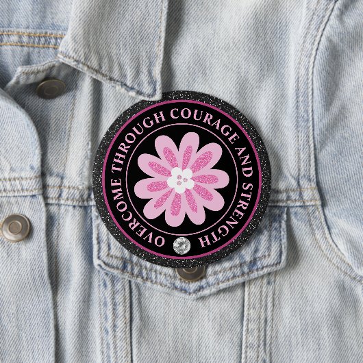 Pink Flower Breast Cancer Awareness Design Ronde Button 4,0 Cm (In situ)