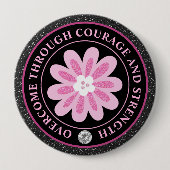 Pink Flower Breast Cancer Awareness Design Ronde Button 4,0 Cm (Voorkant)