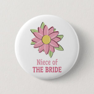 Pink Flower Bride Niece Ronde Button 5,7 Cm