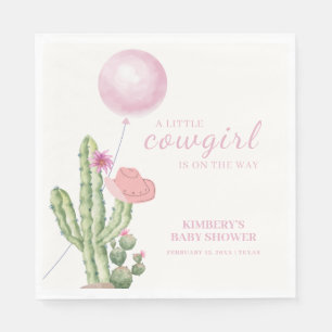 Pink Flower Cactus Balloon Cowgirl Baby shower Servet