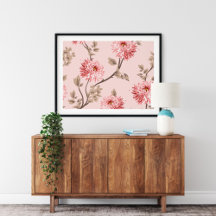 Pink Flower Canvas Wall Art | Afdrukken van langwe