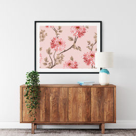 Pink Flower Canvas Wall Art | Afdrukken van langwe
