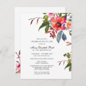 Pink Flower Celebration of Life Uitnodigen Kaart (Voorkant / Achterkant)