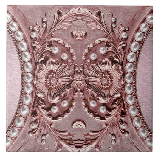Pink Flower Ceramic Tile Tegeltje (Voorkant)