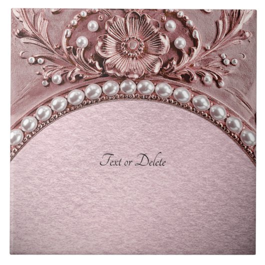 Pink Flower Ceramic Tile Tegeltje (Voorkant)